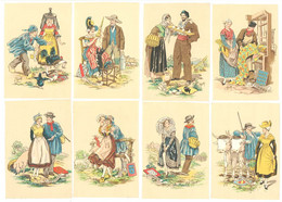 8 Cp Naudy , Barre-Dayez : Costumes Lyonnais, Corse, Bourbonnais, Bresse, Languedoc, Berry, Limousin, Nivernais ( état ) - Naudy