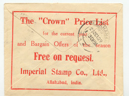 INDIA 1929 GV One Anna Stamped To Order Postal Stationery Envelope (ADVERTISING: Imperial Stamp Co. Ltd, Allahabad) - 1911-35 Koning George V