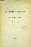 UNIVERSITE DE MONTREAL, FACULTE DE LETTRES, COURS DE LETTRES-SCIENCES - COLLECTIF - 1920 - Telephone Directories