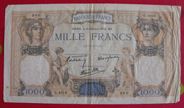 France. 1000 Mille Francs Cerès. 6 Octobre 1938. Froissure Sur Le Coté Sinon Bel état - 1 000 F 1927-1940 ''Cérès Et Mercure''