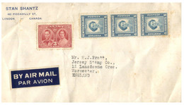 (LL 27) Canada Newfoundland Postage + Canada 3 Cents - Princess Elizabeth - Cover Posted To England From London Canada - Briefe U. Dokumente
