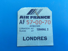 AIR FRANCE LONDRES LONDON-AF 57-00-70-bulletin De Bagages- Billets D'embarquement D'Avion TICKET-☛Ticket-✔️Billet -☛ - Europa