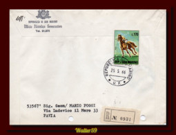 1966 San Marino San Marin Registered Cover To Italy R-Brief Lettre - Storia Postale