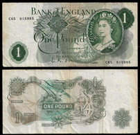 UNITED KINGDOM - GREAT BRITAIN BANKNOTE - 1 POUND (1960-61) P#374a F/VF (NT#03) - 1 Pound