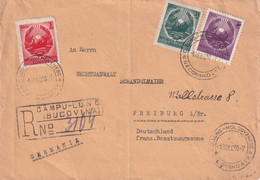 ROUMANIE 1950 LETTRE RECOMMANDEE DE CAMPU-LUNE AVEC CACHET ARRIVEE FREIBURG - Covers & Documents