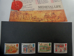 Planche Ref 172 De 4 Timbres Medieval Life  Royal Mail Mint Stamps 1986 - Collections