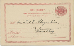SCHWEDEN 1884, Sex Öre Dunkellila Kab.-GA-Postkarte-Frageteil M. Selt. K1 "NOL" - 1872-1891 Ringtyp
