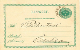 SCHWEDEN 1893, "HALSBERG" (HALLSBERG) K1 Klar A. 5 (FEM) Öre Grün GA-Postkarte - 1872-1891 Ringtyp