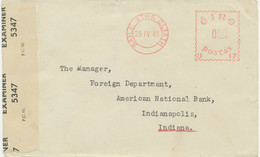 IRELAND 1945 2 1/2 Pg Meterpost From "BAILE ATHA CLIATH", Censorpost To USA - Cartas & Documentos