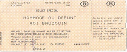 SNCB/HOMMAGE AU DEFUNT ROI BAUDOUIN/BILLET SPECIAL FLEURUS/6.08.1993 - Non Classés
