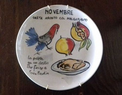 Piatto Ceramica Vicentina Serie Cucina Regionale Vicenza Anni '60 Mese Novembre - Bassano (ITA)