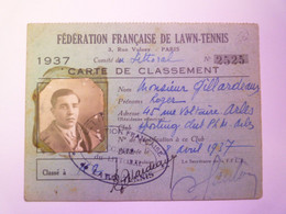 GP 2021 - 84  Fédération Française De LAWN-TENNIS  :  Carte De Classement  1937   XXX - Sonstige & Ohne Zuordnung