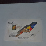 Zambia-(ZAM-Z-02)-blue Sunbird-(10)-(K10.000)(1000-097244)-(look Out Side)-used Card+1card Prepiad Free - Zambie