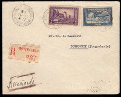 Monaco (1928) Registered Letter To Yugoslavia Franked With Scott Nos 118,126, Yvert Nos 125,130. - Lettres & Documents