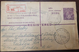 O) 1925 AUSTRALIA, KING GEORGE V  4 1/2p Violet, POST OFFICE REGISTERED FROM DULWICH HILL, TO LONDON, XF - Brieven En Documenten