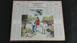 Almanach Des Postes Et Télégraphes 1914 - Rendez-vous De Chasse  - Bon état Complet- Calendrier - Grand Format : 1901-20