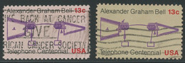 USA 1976 100 Jahre Telephon 13 C., Gest. Pra.-Stück, ABART: Fehlende Farbe Gelb - Used Stamps