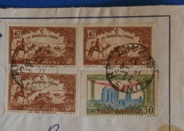 N22 TUNISIE BELLE LETTRE 1937 TUNIS POUR BRANDON FRANCE+ AFFRANCHISSEMENT INTERESSANT - Luchtpost