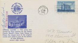 USA 1956 3 C 100.Geburtstag Booker T. Washington EF Pony Express FRESNO - FRIANT - Covers & Documents