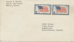 USA 1957, 4 C. (2x) 100 Years American Flag On Superb Cover From „NEWTON, KANS.“ - Covers & Documents