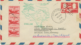 USA 1948 Erstflug A.M.82 "Uvalde, Texas - Brownsville, Texas" Weitergeleitet BRD - 2c. 1941-1960 Covers