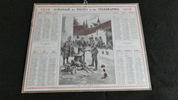 Almanach Des Postes Et Télégraphes 1919 - Etape Officier Goûtant La Soupe  - Bon état Complet- Calendrier - Big : 1901-20