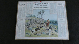 Almanach Des Postes Et Télégraphes 1910 - Chasse à Courre Piste Perdue   - Assez Bon état Complet - Calendrier - Formato Grande : 1901-20