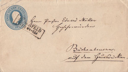 Preussen GS-Umschlag 2 Silbgr. R2 Elberfeld 17.3. Gel. Nach Büchenbeuern - Enteros Postales