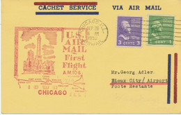 USA 1950, Selt. Kab.-Erstflug A.M. 106 "Chicago, Illinois - Sioux City, Iowa" - 2c. 1941-1960 Covers