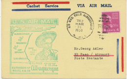 USA 1950, Selt. Kab.-Erstflug A.M. 29 "Albuquerque, New Mexico - El Paso, Texas" - 2c. 1941-1960 Cartas & Documentos