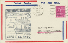 USA 1950, Selt. Kab.-Erstflug A.M. 29 "El Paso, Texas - Albuquerque, New Mexico" - 2c. 1941-1960 Cartas & Documentos