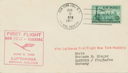 USA 1955 Superb First Flight Of Deutsche Lufthansa NEW YORK - SHANNON - HAMBURG - 2c. 1941-1960 Lettres