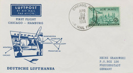 USA 1956 Erstflug Der Deutsche Lufthansa M Superconstellation "CHICAGO - HAMBURG - 2c. 1941-1960 Cartas & Documentos