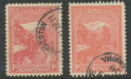 TASMANIA 1899 Mount Wellington 1 D Carmine 2 Superb Used Stamps Different Shades - Oblitérés