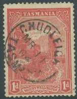 TASMANIA 1902 1 P Wellington Peak, CDS "CHUDLEIGH" MAJOR VARIETY: INVERTED WMK - Oblitérés