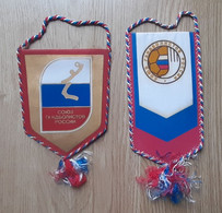 2x Vintage Pennant RUSSIA  Handball Federation Pennant Size 11x24cm; 12x19cm!” - Handball