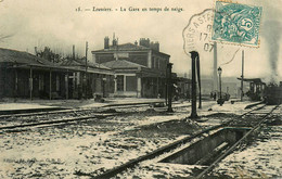 Louviers * 1907 * La Gare En Temps De Neige * Train * Ligne Chemin De Fer Eure - Louviers