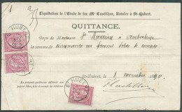 Quittance Avec N°46(3) Obl. SAINT-HUBERT 12 Nov. 1880 Pour Mme Martin à AMBERLOUP  TB   - 17654 - 1884-1891 Leopold II