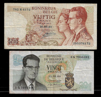 BELGIUM BANKNOTE - 2 USED NOTES F/VF (NT#04) - Sonstige & Ohne Zuordnung