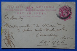 C INDIA BELLE CARTE 1919 VOYAGEE MADRAS A CHAMBERY FRANCE + AFFRANCHISSEMENT INTERESSANT - 1911-35 Roi Georges V