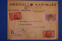 O10 MADAGASCAR BELLE LETTRE RECOM.1937 PETIT BUREAU AMBATO BOENI POUR PARIS+ AFFRANCH.INTERESSANT - Covers & Documents