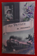 CPA Fantaisie 1913 Une Pensée De Pousset / Remicourt/ Train, Fillette Et Fleurs - Remicourt