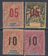 St Pierre Et Miquelon N° 99 / 102 X Types Groupe Surchargés, Partie De Série : Les 4 Valeurs Trace De Charnière Sinon TB - Unused Stamps