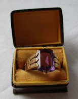 Hochwertiger 585er Gold Ring Damenring Mit Großem Amethyst Und Ornament (112413) - Bagues