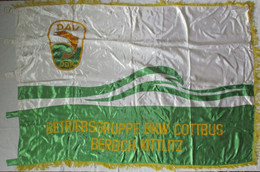 DDR Flagge Fahne Seide DAV Betriebsgruppe BKW Cottbus Bereich Kittlitz (111220) - Drapeaux