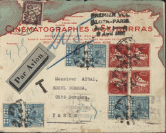 Superbe Enveloppe Illustrée Du Maghreb Par Avion Cachet Premier Vol Alger Paris 2 4 1935 Cinématographes J Seiberras - Luftpost