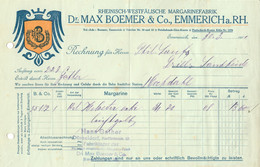 EMMERICH 1911 Farbige Rechnung Deko " Dr.Max Boemer & Co Rhein.-Westf. Margarinefabrik " - Food