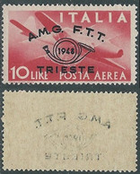 1948 TRIESTE A POSTA AEREA CONVEGNO FILATELICO 10 LIRE DECALCO MNH ** - RE2-4 - Airmail