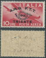 1948 TRIESTE A POSTA AEREA CONVEGNO FILATELICO 10 LIRE DECALCO MNH ** - RE2-6 - Luchtpost