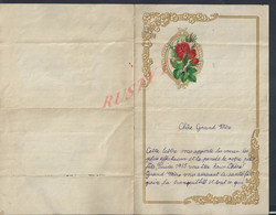 LETTRE ANCIENNE ILLUSTRÉE DE ROCQ NORD HAUTS DE FRANCE 1934 DÉCOUPIS FLEURS : - Flowers